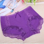 Free Shipping women's underwear sexy ladies cotton briefs lace shorts Shrimp Apricot Black Yellow Purple L XL XXL XXXL #7178R2
