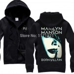 Free shipping  MARILYN MANSON "BORN VILLAIN ALBUM COVER TOUR 2013" BLACK  HOODIE