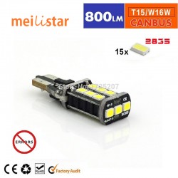 Free shipping 1x New 7.5w T15 LED Reverse Light W16W 15SMD Car LED NO ERROR Back UP light rear Lamp white Car styling