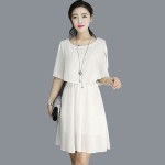 Free shipping 2016 New Women Summer Fashion Faux Tiwnset Styles Slim Chiffon Casual Dress Lady Girl 4 Color Black White vestidos