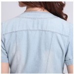 Free shipping 2017 New Fashion Women Round Neck Short Denim Jean Jacket Coat Half Sleeve Button S M L XL XXL 3XL