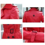 Free shipping Leather Coat Women Top Fashion 2015 Plus Size L-5XL Ladies Faux Synthetic Long Leather Slim Trench Coat Female