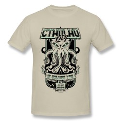 Funny Screw Neck Cthulhu is calling you Men's t shirt Discount 100 % Cotton Summer t shirt for Men's DIY Custom Shirt Hot Online