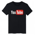 Funny Youtube Logo Black Printed Cotton T-shirt Men with 4XL You Tube Men T Shirt Luxury Brand in Tee Shirt long Tops Couple