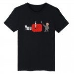 Funny Youtube Logo Black Printed Cotton T-shirt Men with 4XL You Tube Men T Shirt Luxury Brand in Tee Shirt long Tops Couple