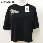 GCAROL 2017 Women Diamond Dragonfly Tshirt Fashion Stretch Oversize Tees New Arrival Early Spring Summer Basic Tops For Ladies 