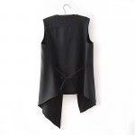 GCAROL 2017 Women Irregular Length Vest With Sashes Fashion Summer Spring Thin Waiscoat Black&White Casual Street Wear Vest