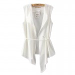 GCAROL 2017 Women Irregular Length Vest With Sashes Fashion Summer Spring Thin Waiscoat Black&White Casual Street Wear Vest