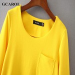 GCAROL 2017 Women Knitting Rome Cloth Dress Half Sleeve Straight Cutting Yellow Dress Fashion Casual Spring Autumn Basic Dress 