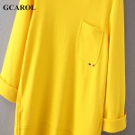 GCAROL 2017 Women Knitting Rome Cloth Dress Half Sleeve Straight Cutting Yellow Dress Fashion Casual Spring Autumn Basic Dress 