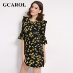 GCAROL New Arrival Women Floral Dress Flare Sleeve Spring Autumn High Quality Flowers Mini Dress For Ladies