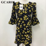 GCAROL New Arrival Women Floral Dress Flare Sleeve Spring Autumn High Quality Flowers Mini Dress For Ladies