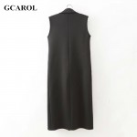 GCAROL Women New Arrival Black Long Vest Double-Breasted Button Summer Spring Autumn Fashion Waistcoat OL Office Work Vest