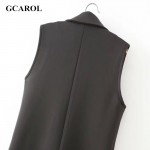 GCAROL Women New Arrival Black Long Vest Double-Breasted Button Summer Spring Autumn Fashion Waistcoat OL Office Work Vest