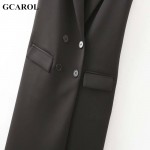 GCAROL Women New Arrival Black Long Vest Double-Breasted Button Summer Spring Autumn Fashion Waistcoat OL Office Work Vest