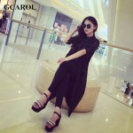 GCAROL Women New Arrival Black Long Vest Double-Breasted Button Summer Spring Autumn Fashion Waistcoat OL Office Work Vest