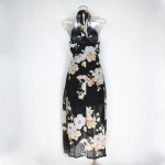 GD320 New Woman Vintage Floral Print Choker Neck Halter Hi Lo Maxi Dress Chiffon Beach Dresses
