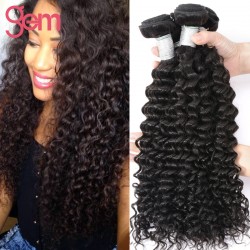 GEM Beauty Brazilian Deep Wave Curly Virgin Hair 4pcs Lot Brazilian Deep Curly Human Hair Weave Bundle Tissage Bresilienne Black