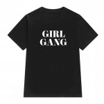 GIRL GANG print Best friend t shirt femme black white large size cotton women tshirt tops loose casual women t-shirt S-2XL 