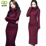 GOPLUS 2017 Winter Women Sweater Dress Korean High-Necked Long Slim Twist Turtleneck Knitted Sweater Dress Women Winter Dress