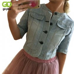 GOPLUS 2017 Womens Denim Jacket Outwear Jeans Coat Classical Roupas Feminina Fashion Causal Jeans Coats Rivets Short Jacket