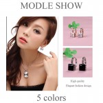 GULICX 2017 Fashion Princess Gold-color Hoop Earring for Women White/Black CZ Crystal Zirconia Earing Jewelry E302