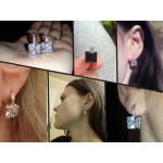 GULICX 2017 Fashion Princess Gold-color Hoop Earring for Women White/Black CZ Crystal Zirconia Earing Jewelry E302