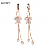 GULICX Fashion Long Tassel Earing for Women Gold-color Earring Crystal Cubic Zircon Dangle Earrings Wedding Jewlery E122