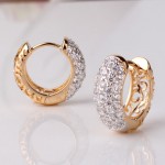 GULICX Round Crystal Earrings for Women Gold-color Hoop Earrings CZ Stone Cubic Zirconia Earring Vintage Jewelry E133