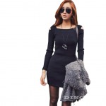 GZDL Fashion Autumn Winter Women Sweater Knitted Dress Long Sleeve Bodycon Stretch Woman Solid Casual Party Lady Dresses CL1114
