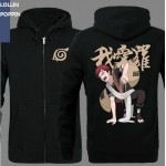 Gaara Hoodies Sabaku No Gaara Printed Japanese Anime Naruto Fleece Zip Up Hooded Sweatshirts Mens Hoody Free Shipping