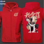 Gaara Hoodies Sabaku No Gaara Printed Japanese Anime Naruto Fleece Zip Up Hooded Sweatshirts Mens Hoody Free Shipping