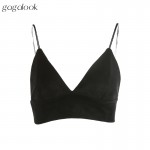 Gagalook 2017 Summer Bralette Crop Top Sexy Pink Strappy Suede Cami Camisole Casual Women Tops T1397