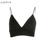 Gagalook 2017 Summer Bralette Crop Top Sexy Pink Strappy Suede Cami Camisole Casual Women Tops T1397