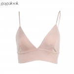 Gagalook 2017 Summer Bralette Crop Top Sexy Pink Strappy Suede Cami Camisole Casual Women Tops T1397