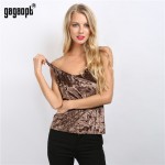 Gagaopt 2016 Sexy Deep V-Neck Velvet Women Top Summer Style Sleeveless Pink Tank Top Camisole Tank Casual Party Crop Tops