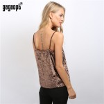 Gagaopt 2016 Sexy Deep V-Neck Velvet Women Top Summer Style Sleeveless Pink Tank Top Camisole Tank Casual Party Crop Tops
