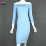 Gagaopt 2017 Summer Dress Women 95% Cotton 3 Color Slash Neck Longsleeve Knee-Length Women Party Bandage Dresses Robes Vestidos