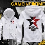 Game Mens Casual inFamous Second Son Hoodies Long Sleeve Hooded Zip up Cotton Sweatshirts Hot Sale