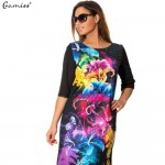 Gamiss 2016 Summer Plus Size Women Dresses Fashion Printing Round Neck Half Sleeve Woman Over Size Dress Large size Casual Dress