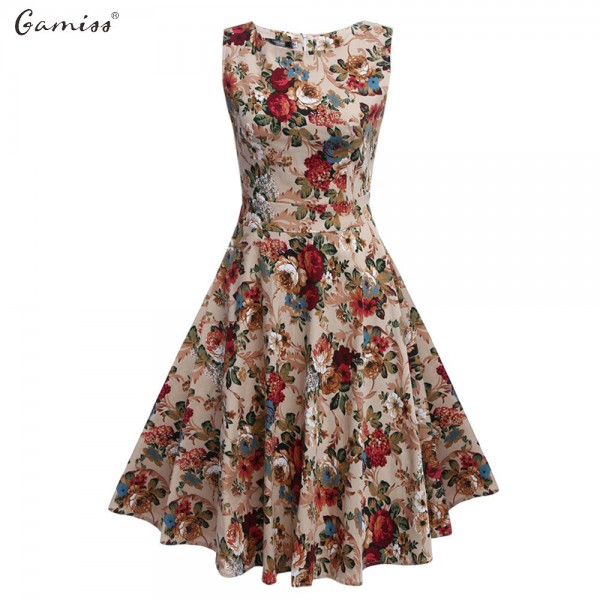 Gamiss 2016 Summer Vestido De Festa Women Retro Dresses Floral Print Vintage Dress Plus Size Maxi Boho Feminino Vestidos Dress