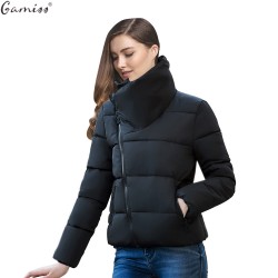 Gamiss Women Jacket Coat Winter Casual Turtleneck Padded Thickened Slim Plus Size Warm Chaquetas Parka Down Feminina Outwear 