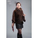 Genuine real natural Knitted Mink Fur coat Poncho Clothing Women's Winter Warm knit  Jacket Plus Size EMS Free shipping