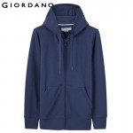 Giordano Men Sweatshirt Long Sleeves Hoodie Kanga Pocket Sweatshirt Zipper Solid Color Hoodie Brand Clothing French Terry Lining