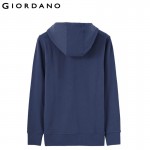 Giordano Men Sweatshirt Long Sleeves Hoodie Kanga Pocket Sweatshirt Zipper Solid Color Hoodie Brand Clothing French Terry Lining