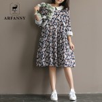 Girl fashion loose College Wind cotton long-sleeved dress.  new female Daisy Print Long ladies. Spring wild  dresses