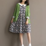 Girl fashion loose College Wind cotton long-sleeved dress.  new female Daisy Print Long ladies. Spring wild  dresses