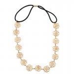 Girl'S Fashion Metal Chain Jewelry Hollow Rose Flower Elastic Hair Band Headband hairband hair accessories