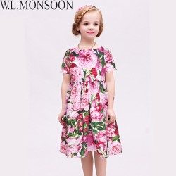 Girls Rose Bianco Dresses 2017 Brand Summer Princess Dress Robe Fille Enfant Girls Costume Children Dress Kids Clothes 3-12Y