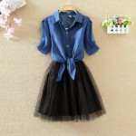 Girls Summer Dress New Arrival All-match Organza Princess Dresses Shirt+Sundress Two Piece Set Female 2016 Fashion